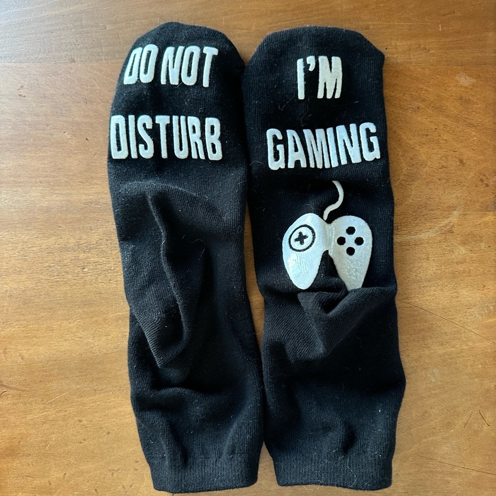 Black Gaming Socks with Fun Text